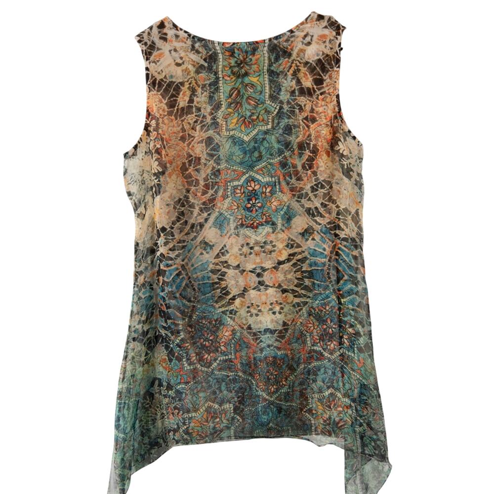 Vintage Dressbarn Tank Top Embellished Sequin Tunic Handkerchief Hem Sz. Small - Picture 3 of 10